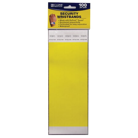 DuPont™ Tyvek® Security Wristbands, Yellow, PK200